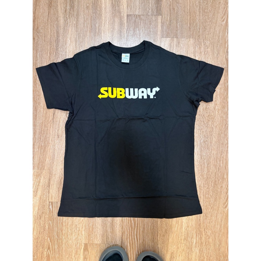 Subway Mens XL Black Graphic T-Shirt Short Sleeve Crewneck Logo Workwear Tee